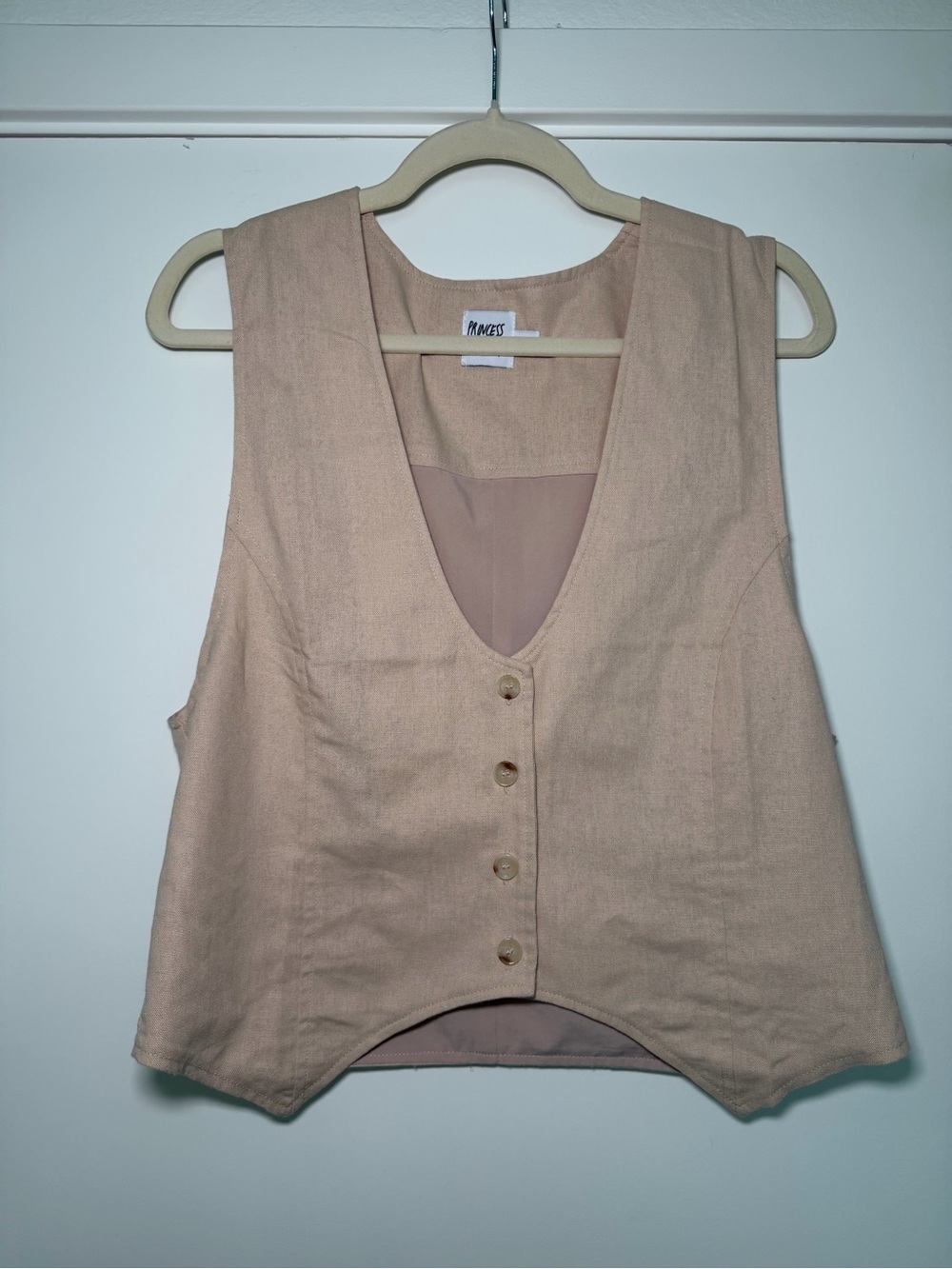 Princess Polly Sleeveless Button-Front Vest Top - Blush Nude